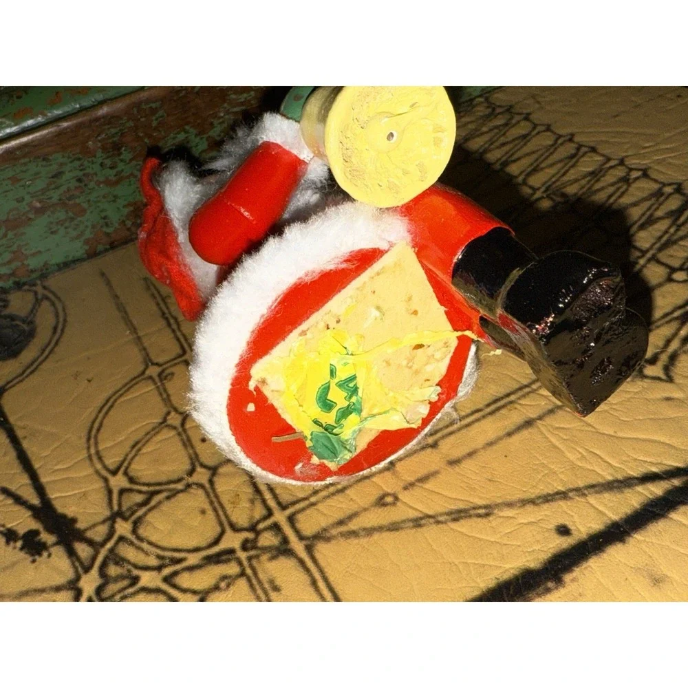 Christmas Wooden Self‎ Stick 2 Stocking Hanger Holders Santa Vtg 1981